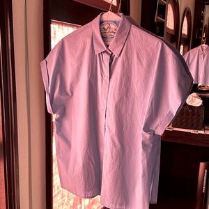 Blue Button Up Shirt with folded sleeves from The Frankie Shop